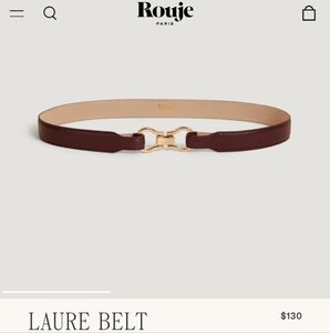 Rouje Laure Burgundy Belt with Gold Clasp 100% Leather
